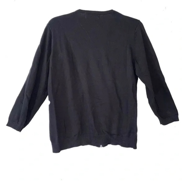 Cathy Daniels | Black Studded Floral Zip Front Cotton Cardigan Sweater, Small - Picture 2 of 4